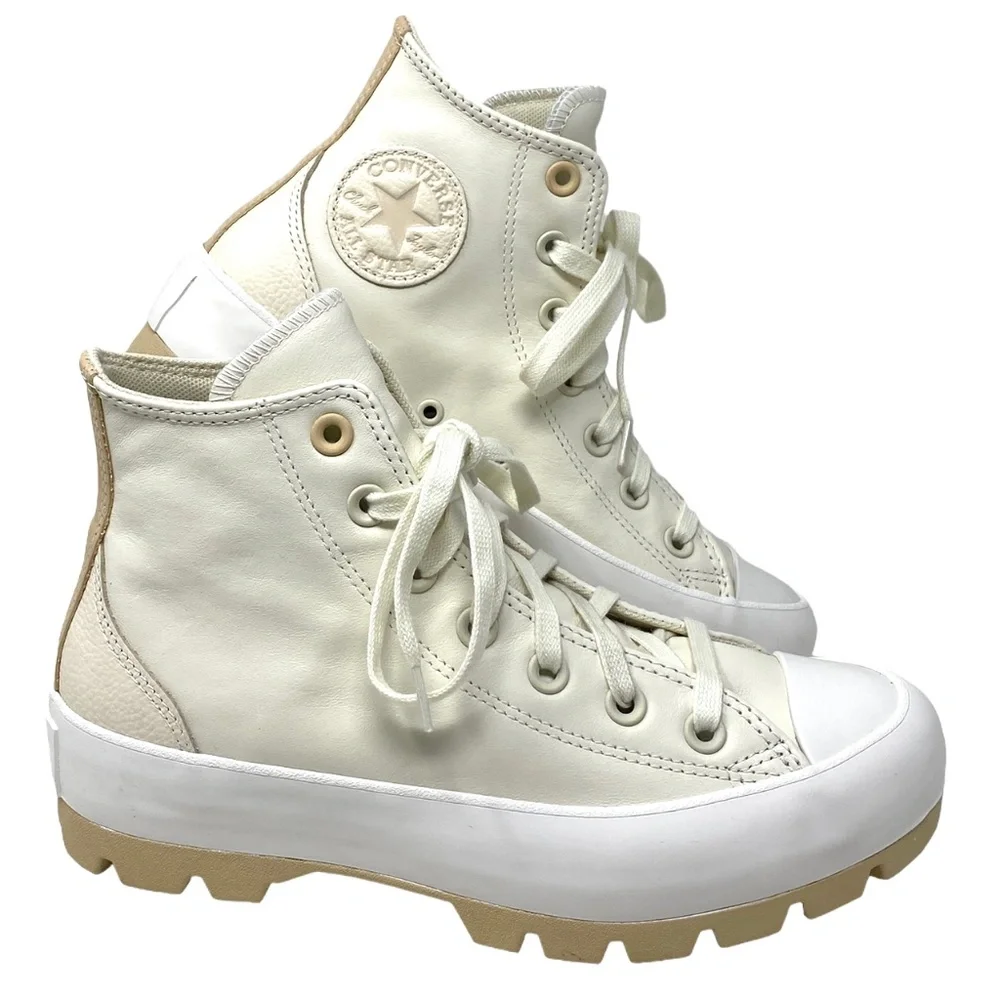 Converse Chuck Taylor Lugged High Top White Women Leather Size Sneakers 573076C